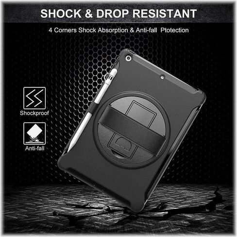 SaharaCase Protection Hand Strap Series Case Cover for Apple iPad 10.2" (9th Generation 2021) [Shockproof Bumper] Heavy Duty Rugged Protection Antislip Integrated Kickstand - Black in Saudi Arabia