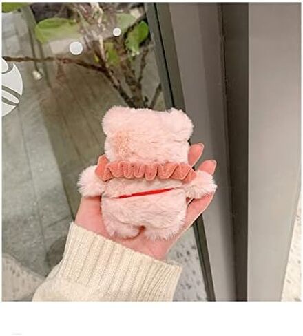 Cute Hand Made Fur Fluffy Pig Piggy Toy Cartoon Case Animal Plush Doll Compatible with Airpods 3rd Generation & Airpods 3 Cartoon Headphones Cover 2021 Cover Kawaii Gift for Girl Child Pink in Saudi Arabia