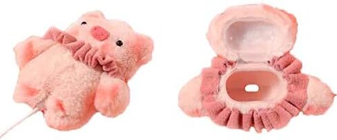Cute Hand Made Fur Fluffy Pig Piggy Toy Cartoon Case Animal Plush Doll Compatible with Airpods 3rd Generation & Airpods 3 Cartoon Headphones Cover 2021 Cover Kawaii Gift for Girl Child Pink in Saudi Arabia