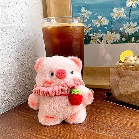 Cute Hand Made Fur Fluffy Pig Piggy Toy Cartoon Case Animal Plush Doll Compatible with Airpods 3rd Generation & Airpods 3 Cartoon Headphones Cover 2021 Cover Kawaii Gift for Girl Child Pink in Saudi Arabia