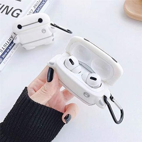 3 في 1 متوافق مع Apple Airpods Pro (الجيل الثاني/الأول) غطاء حماية لطيف ومضحك مع مجموعة منظف وسلسلة مفاتيح (Baymax) in Saudi Arabia