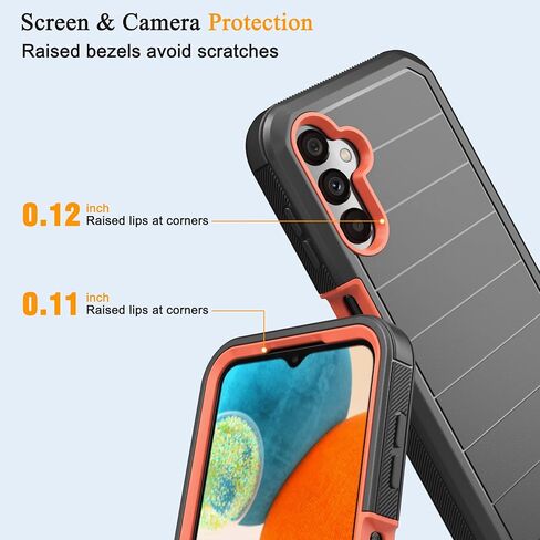 for Samsung Galaxy A14 5G Case with Belt Clip & Kickstand for Men, Full-Body Protection Rugged Case for Samsung A14 5G Phone (Black+Orange) in Saudi Arabia