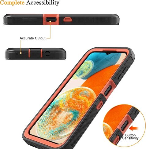 for Samsung Galaxy A14 5G Case with Belt Clip & Kickstand for Men, Full-Body Protection Rugged Case for Samsung A14 5G Phone (Black+Orange) in Saudi Arabia