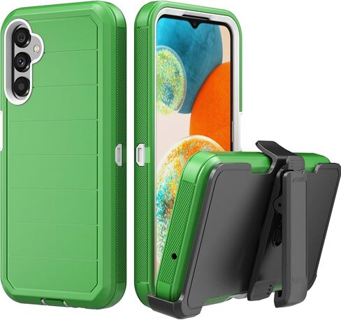 for Samsung Galaxy A14 5G Case with Belt Clip & Kickstand for Men, Full-Body Protection Rugged Case for Samsung A14 5G Phone (Black+Orange) in Saudi Arabia