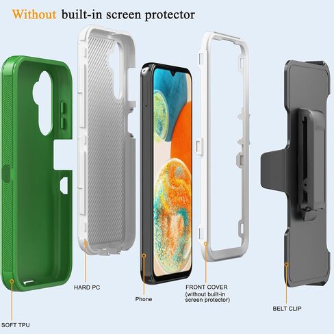 for Samsung Galaxy A14 5G Case with Belt Clip & Kickstand for Men, Full-Body Protection Rugged Case for Samsung A14 5G Phone (Black+Orange) in Saudi Arabia