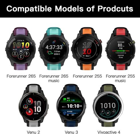 سوار ساعة ISABAKE لـ Garmin Forerunner 265/Forerunner 255/Vivoactive 4/Venu 2، سوار بديل من السيليكون سريع التحرير 22 مم متوافق مع Garmin Venu 3 in Saudi Arabia