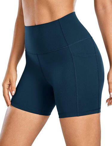CRZ YOGA Women's Naked Feeling Biker Shorts - 4'' High Waisted Yoga Gym Spandex Shorts Side Pockets Tie Dye Smoke Ink Large in Saudi Arabia