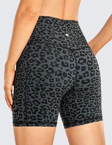 CRZ YOGA Women's Naked Feeling Biker Shorts - 4'' High Waisted Yoga Gym Spandex Shorts Side Pockets Tie Dye Smoke Ink Large in Saudi Arabia