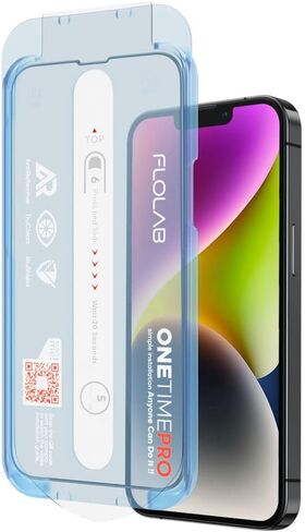 واقي شاشة FLOLAB NanoArmour ONETIME PRO مضاد للانعكاس لهاتف iPhone 14/13 / 13 Pro أفضل زجاج مقسى لهاتف iPhone يحمي عينيك - متين وناعم كالزبدة وسهل التركيب وخالي من الغبار in Saudi Arabia