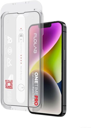 واقي شاشة FLOLAB NanoArmour ONETIME PRO مضاد للانعكاس لهاتف iPhone 14/13 / 13 Pro أفضل زجاج مقسى لهاتف iPhone يحمي عينيك - متين وناعم كالزبدة وسهل التركيب وخالي من الغبار in Saudi Arabia
