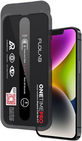 واقي شاشة FLOLAB NanoArmour ONETIME PRO مضاد للانعكاس لهاتف iPhone 14/13 / 13 Pro أفضل زجاج مقسى لهاتف iPhone يحمي عينيك - متين وناعم كالزبدة وسهل التركيب وخالي من الغبار in Saudi Arabia