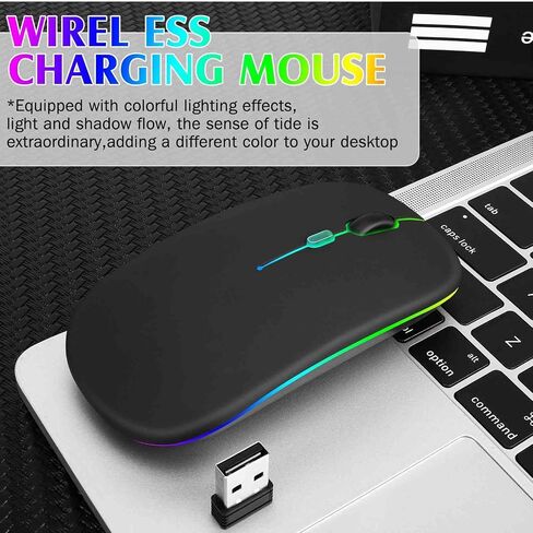 UrbanX 2.4GHz & Bluetooth Mouse, Rechargeable Wireless LED Mouse for Samsung Galaxy Tab S6 Lite (2022) Also Compatible with TV/Laptop/PC/Mac/iPad pro/Computer/Tablet/Android - Sky Blue in Saudi Arabia
