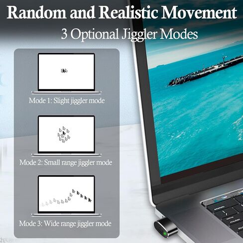 Mouse Jiggler Undetectable Metal with Switch Button Portable Wireless Mini USB Mouse Mover with 3 Jiggle Modes Automatic Mouse Shaker Driver-Free Plug-and-Play Keep PC Awake（1 PCS in Saudi Arabia