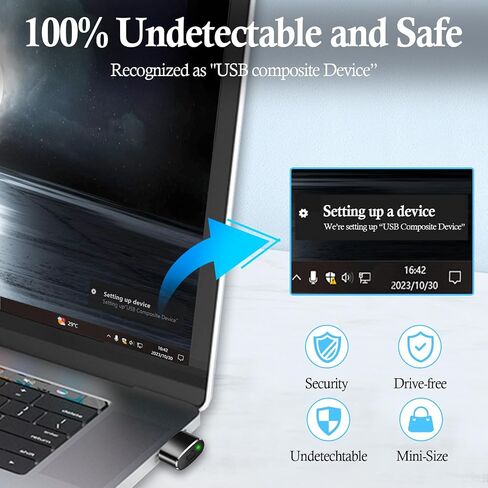 Mouse Jiggler Undetectable Metal with Switch Button Portable Wireless Mini USB Mouse Mover with 3 Jiggle Modes Automatic Mouse Shaker Driver-Free Plug-and-Play Keep PC Awake（1 PCS in Saudi Arabia