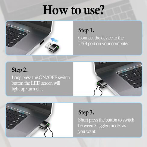 Mouse Jiggler Undetectable Metal with Switch Button Portable Wireless Mini USB Mouse Mover with 3 Jiggle Modes Automatic Mouse Shaker Driver-Free Plug-and-Play Keep PC Awake（1 PCS in Saudi Arabia
