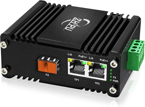 محول وسائط SFP صناعي صغير من الألياف إلى إيثرنت يدعم تركيب DIN-Rail، وفتحات 1x 100/1000Base-X SFP إلى 2X 10/100/1000Base-T RJ45 Gigabit 2 Port Fiber Converter، 12~48V DC مدخلات الطاقة in Saudi Arabia