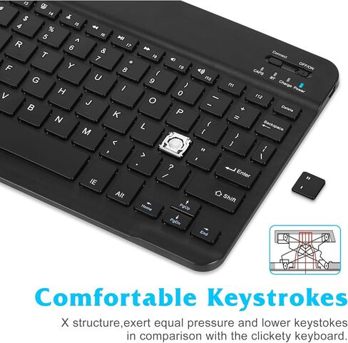 UrbanX Rechargeable Bluetooth Keyboard and Mouse Combo Ultra Compact Slim Full-Size Keyboard and Ergonomic Mice for Samsung Smart TV Mac/Desktop/PC/Laptop/Tablet- Black in Saudi Arabia