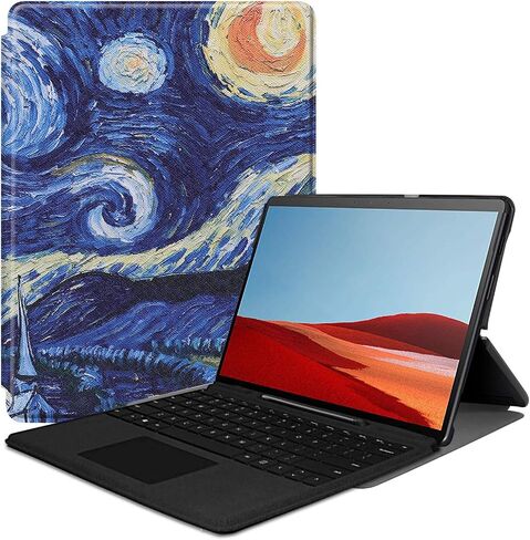 Gylint Microsoft Surface Pro X Case, Smart Case Trifold Stand Slim Lightweight Case Cover for New Surface Pro X 2019 Release(Fit Type Cover Keyboard/Kickstand) Black in Saudi Arabia