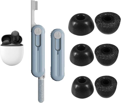 [3 Pairs] Replacement Eartips Earbuds Buds Set for Google Pixel Buds Pro Earphone with Cleaning kit,Noise-reducing Non-Slip 5 in 1 Storable Cleaning Pen & Memory Foam Ear Tips(Black) in Saudi Arabia