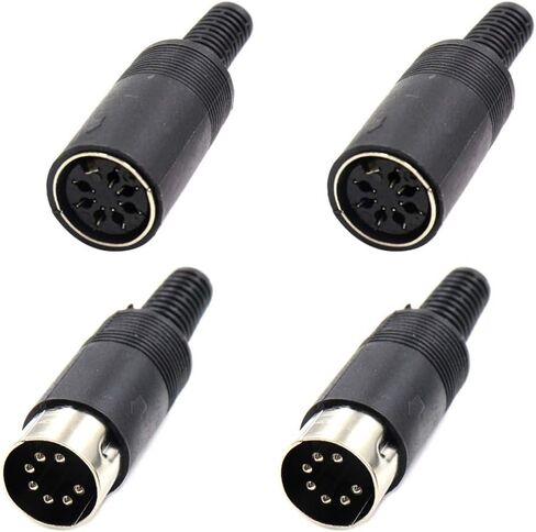 2 مجموعات 7Pin أنثى + ذكر DIN محول المقبس الصوت AV موصل أسود in Kuwait