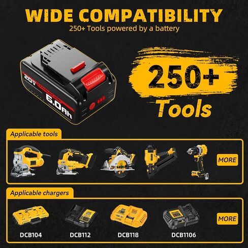 Ferryboat DCB200 6.0Ah بديل لبطارية Dewalt 20V Max DCB200 DCB201 DCB203 DCB204 DCB206 DCB180، متوافق مع أدوات الطاقة من سلسلة Dewalt 20 Volt DCD/DCF/DCG (عبوتان) in Kuwait