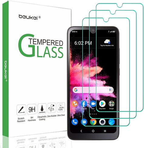beukei (3 عبوات) متوافق مع Alcatel TCL 30 Z/TCL T602DL / TCL 30 LE/TCL 30Z واقي شاشة من الزجاج المقسى، حساس للمس، صديق للحافظة، صلابة 9H in Kuwait