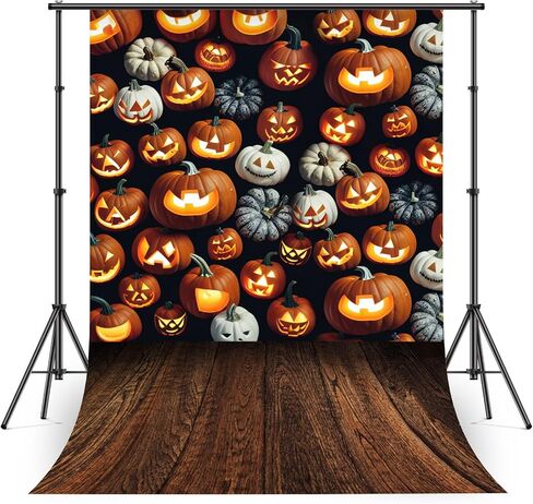 Avezano هالوين التصوير الفوتوغرافي خلفية مخيفة اليقطين الفوانيس Woodboard Hallowmas خلفية هالوين الفنية صورة تبادل لاطلاق النار استوديو الدعائم، 5x7ft in Saudi Arabia