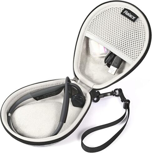 حقيبة تخزين صلبة من RAIACE متوافقة مع سماعات AfterShokz Aeropex/Trekz Air/Titanium Mini Bone Conduction، وحقيبة حمل للسفر. (الجراب فقط، لا يشمل سماعات الرأس) - أسود (بطانة رمادية) in Saudi Arabia