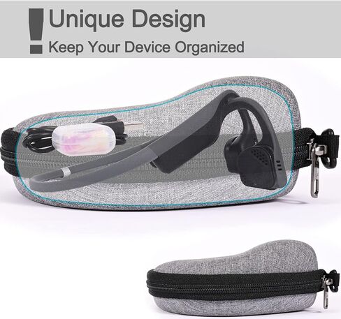 حقيبة تخزين صلبة من RAIACE متوافقة مع سماعات AfterShokz Aeropex/Trekz Air/Titanium Mini Bone Conduction، وحقيبة حمل للسفر. (الجراب فقط، لا يشمل سماعات الرأس) - أسود (بطانة رمادية) in Saudi Arabia