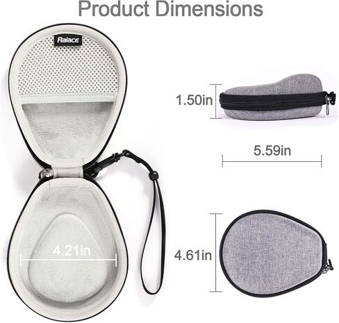 حقيبة تخزين صلبة من RAIACE متوافقة مع سماعات AfterShokz Aeropex/Trekz Air/Titanium Mini Bone Conduction، وحقيبة حمل للسفر. (الجراب فقط، لا يشمل سماعات الرأس) - أسود (بطانة رمادية) in Kuwait