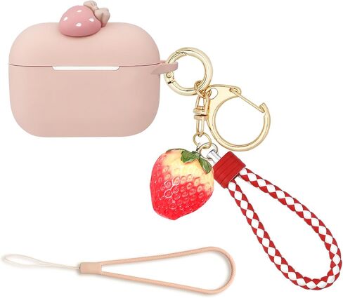 Wonhibo for Airpods Pro 2 Case for Women, Cute Silicone Cover for Airpod Pro 2nd 2022 Generation with Keychain (Strawberry) in Kuwait
