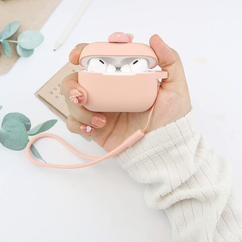 Wonhibo for Airpods Pro 2 Case for Women, Cute Silicone Cover for Airpod Pro 2nd 2022 Generation with Keychain (Strawberry) in Kuwait