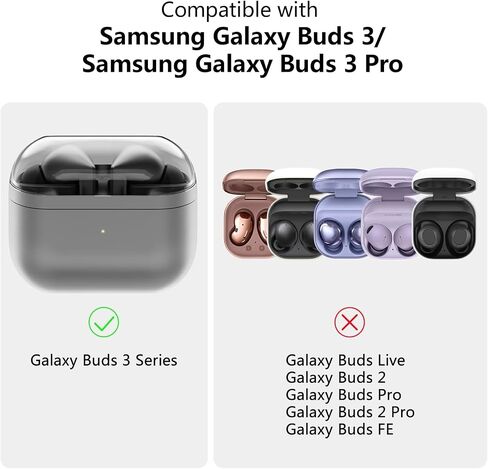 حافظة لهاتف Samsung Galaxy Buds 3 وGalaxy Buds 3 Pro، حافظة شفافة مقاومة للصدمات لسماعات سامسونج اللاسلكية، حافظة TPU ناعمة لكامل الجسم مع سلسلة مفاتيح، ملحقات سماعة الرأس - شفافة in Saudi Arabia