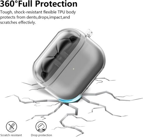 حافظة لهاتف Samsung Galaxy Buds 3 وGalaxy Buds 3 Pro، حافظة شفافة مقاومة للصدمات لسماعات سامسونج اللاسلكية، حافظة TPU ناعمة لكامل الجسم مع سلسلة مفاتيح، ملحقات سماعة الرأس - شفافة in Saudi Arabia