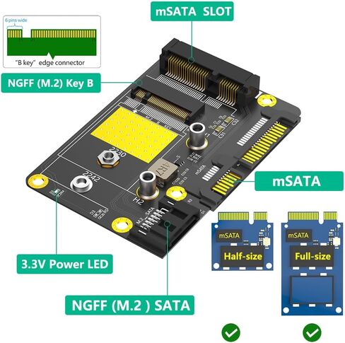 Mustpoint الإصدار الجديد 2 في 1 كومبو Msata/M.2(NGFF) SSD إلى محول SATA3 المزدوج in Saudi Arabia