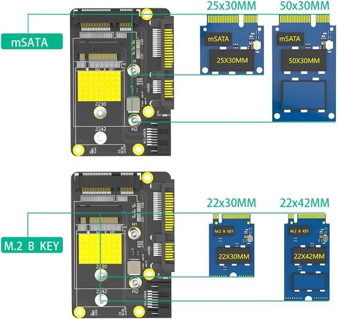 Mustpoint الإصدار الجديد 2 في 1 كومبو Msata/M.2(NGFF) SSD إلى محول SATA3 المزدوج in Saudi Arabia