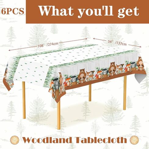 3 قطع من زينة استحمام الطفل وودلاند وحيوانات الغابة ومفرش طاولة استحمام الطفل للاستعمال مرة واحدة، لوازم حفلات أعياد الميلاد بطابع الغابات لمخلوقات الغابة، مفرش طاولة استحمام الطفل، 54 × 108 بوصة in Kuwait