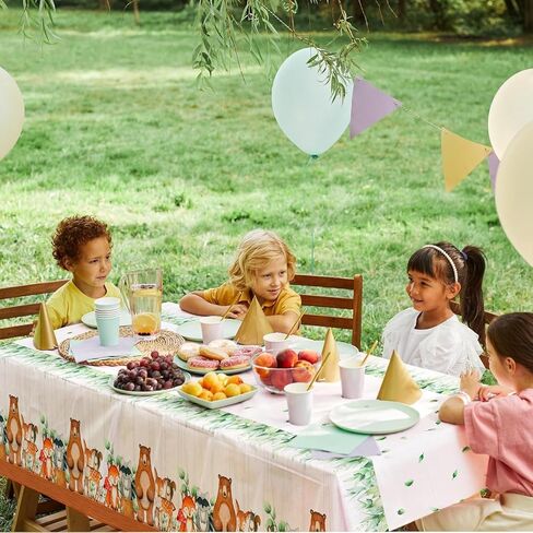 3 قطع من زينة استحمام الطفل وودلاند وحيوانات الغابة ومفرش طاولة استحمام الطفل للاستعمال مرة واحدة، لوازم حفلات أعياد الميلاد بطابع الغابات لمخلوقات الغابة، مفرش طاولة استحمام الطفل، 54 × 108 بوصة in Kuwait