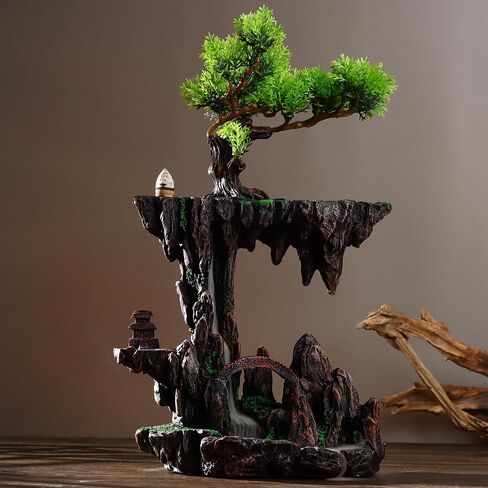 Large Backflow Incense Holder Resin Mountain Waterfall Incense Holders Smoke Fountain Aromatherapy Ornament Zen Decor Home Decor in Saudi Arabia