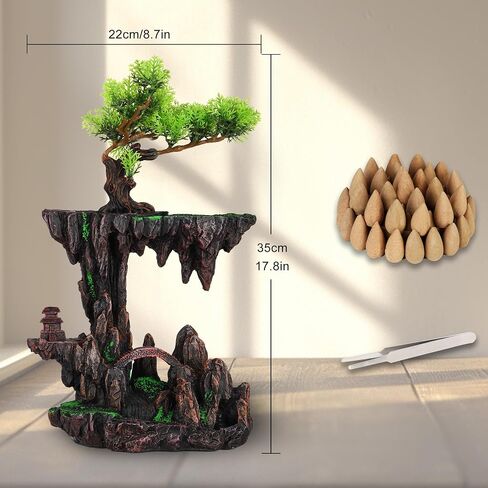 Large Backflow Incense Holder Resin Mountain Waterfall Incense Holders Smoke Fountain Aromatherapy Ornament Zen Decor Home Decor in Saudi Arabia