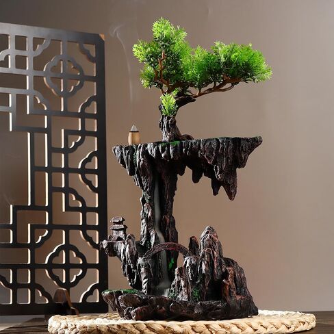 Large Backflow Incense Holder Resin Mountain Waterfall Incense Holders Smoke Fountain Aromatherapy Ornament Zen Decor Home Decor in Saudi Arabia