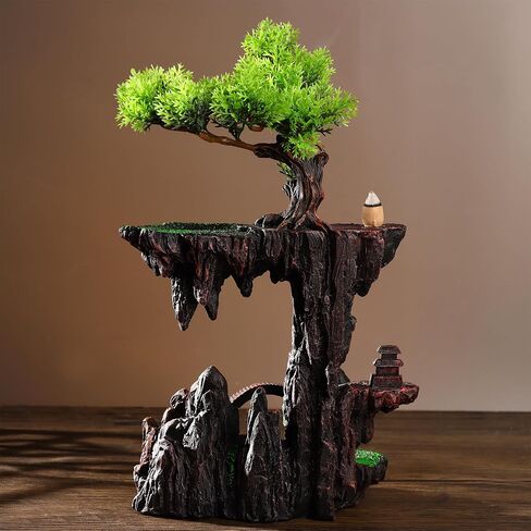 Large Backflow Incense Holder Resin Mountain Waterfall Incense Holders Smoke Fountain Aromatherapy Ornament Zen Decor Home Decor in Saudi Arabia