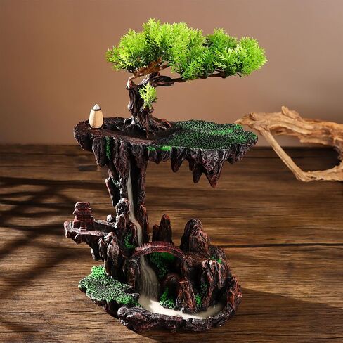 Large Backflow Incense Holder Resin Mountain Waterfall Incense Holders Smoke Fountain Aromatherapy Ornament Zen Decor Home Decor in Saudi Arabia