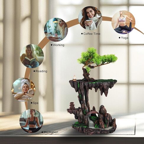 Large Backflow Incense Holder Resin Mountain Waterfall Incense Holders Smoke Fountain Aromatherapy Ornament Zen Decor Home Decor in Saudi Arabia