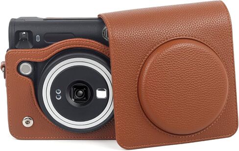 Rieibi PU Leather Case for Fujifilm Instax SQ40 - Camera Case for Square 40 Instant Camera - Vintage SQ40 Bag Cover with Strap - Brown in Saudi Arabia