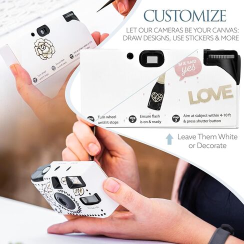 H&H Photo Supply White Disposable Camera Bulk Set (3 Pack) – Single Use Bulk Disposable Cameras Pack: Best for Wedding, Cute Baby Showers, Parties & Events – Easy-to-Use, Bright Flash, 27 Photos in Saudi Arabia