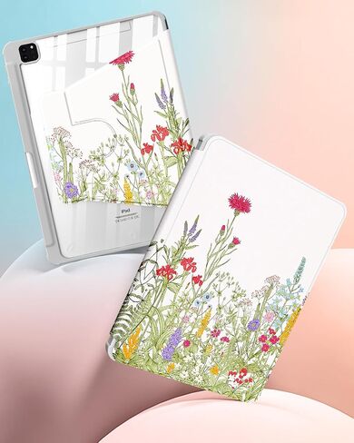 for iPad Pro 12.9 Case Folio Cover with Pencil Holder Girls Women Kids Cute Girly Strawberry Kawaii Teens Flower Rotating Stand for Apple iPad Pro 12.9 Inch Cases 2022/2021/2020/2018 in Saudi Arabia