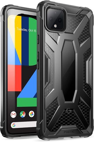 حافظة سلسلة Poetic Affinity مصممة لهاتف Google Pixel 4 مقاس 5.7 بوصة (إصدار 2019)، غطاء واقٍ متين وخفيف الوزن من الدرجة العسكرية، شفاف/أسود in Kuwait