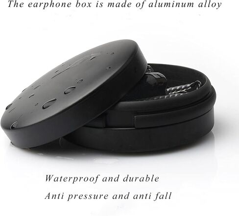 Earbuds IEMs Case,Mini Portable Earphone Case, Waterproof Aluminum Alloy Housing Headphone Case for Travel, Protective, Dust Proof, Water Resistant, Lightweight Universal Carrying, Bag（Black in Saudi Arabia