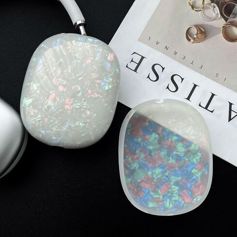 حافظة Bling Glitter Pearls متوافقة مع Airpods Max مع مجموعة منظف، ملحقات شل مبهرة فاخرة لطيفة لـ Airpod Max، غطاء حماية من السيليكون الناعم المقاوم للخدش ومقاوم للصدمات in Saudi Arabia